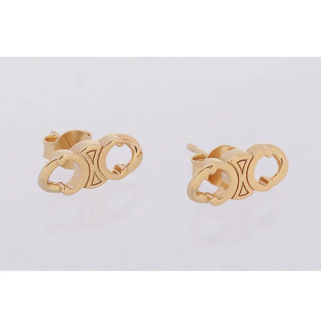 【Dior 迪奧】TRIOMPHE 不對稱圈形針式耳環(金色)