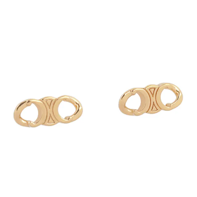 【Dior 迪奧】TRIOMPHE GOURMETTE 標誌針式耳環(金色)