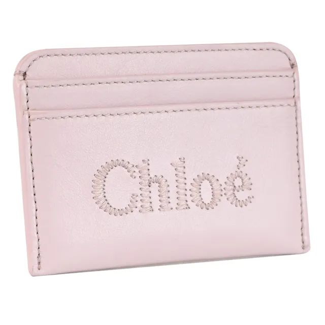 【Chloe’ 蔻依】SENSE 經典電繡LOGO小牛皮4卡信用卡名片隨身卡(粉紫)