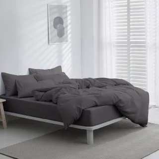 【AnD HOUSE 安庭家居】經典素色-太空灰色系-四件式雙人床包雙人被套組(多色任選/柔軟舒適/舒柔棉)