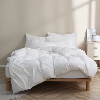 【AnD HOUSE 安庭家居】經典素色-飯店白色系-四件式雙人床包雙人被套組(多色任選/柔軟舒適/舒柔棉)