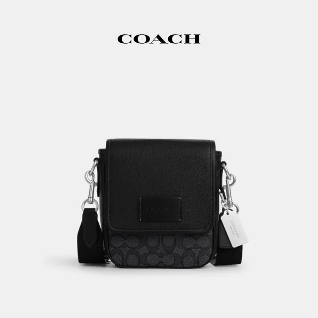 【COACH蔻馳官方直營】LUCAS經典Logo斜背手袋-SV/木炭灰色/黑色(CO915)