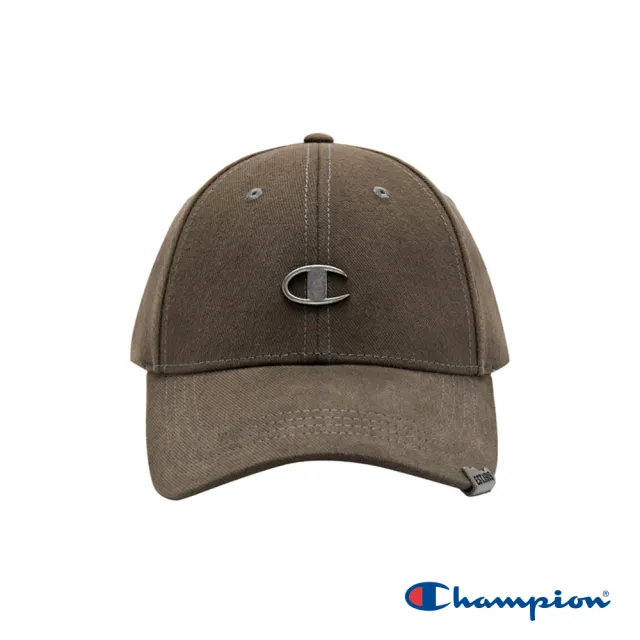 【Champion】官方直營-拚色刺繡LOGO標棒球帽(灰棕綠色)