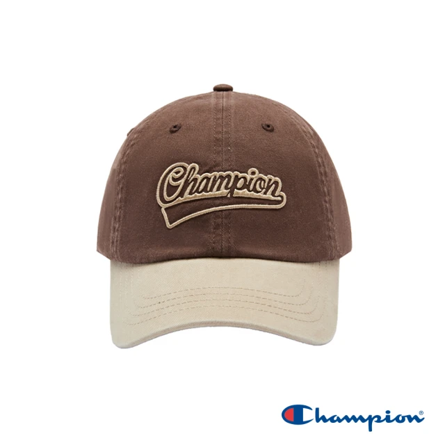 Champion 官方直營-拚色刺繡LOGO標棒球帽(淺褐色