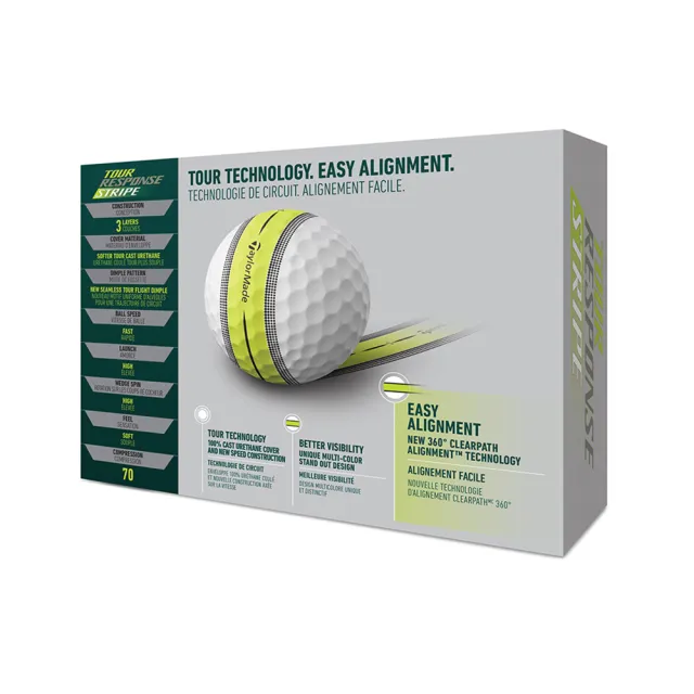 【TaylorMade】Tour Response Stripe Golf Balls 高爾夫球(Multi-4色組合裝｜3層球｜一盒12顆)