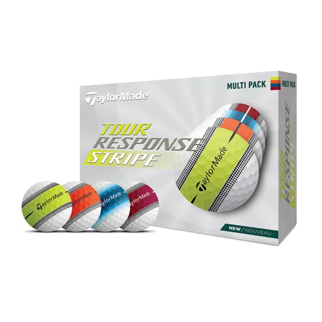 【TaylorMade】Tour Response Stripe Golf Balls 高爾夫球(Multi-4色組合裝｜3層球｜一盒12顆)