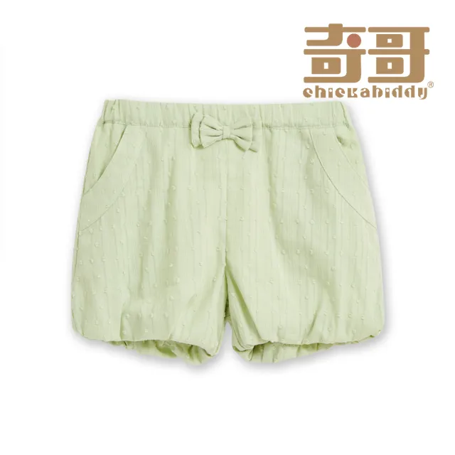 【奇哥】Chic a Bon 女童裝 甜蜜午茶蝴蝶結純棉短褲-綠色(1-6歲)
