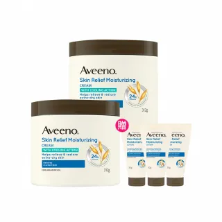 【Aveeno 艾惟諾】燕麥高效舒緩潤膚霜312gx2(修護霜/身體乳/保濕乳液)