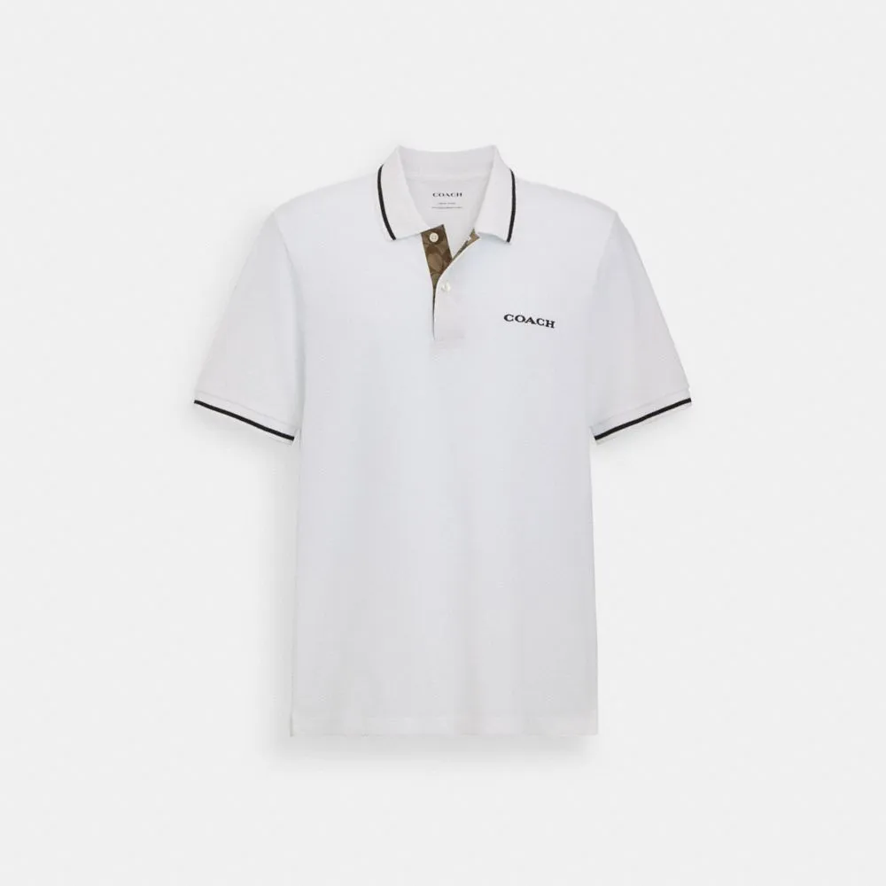 【COACH蔻馳官方直營】經典LogoPOLO衫-白色(CO817)