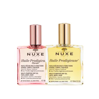 【NUXE 巴黎歐樹】全效精華油經典雙重組/晶亮油100ml+花香油100ml(美容油/美體油/髮油/臉部保養)