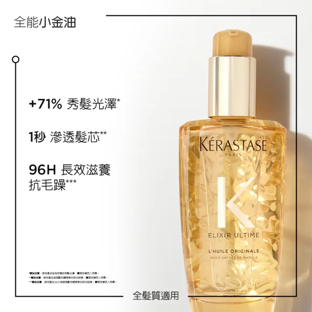 【KERASTASE 巴黎卡詩】KVIP獨家限定專屬-金緻髮油100ml+黑鑽髮膜200ml+髮油100ml+粉漾頭皮精華90ml (會員