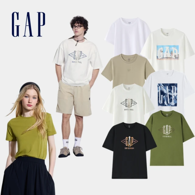 GAP 女裝 Logo純棉圓領短袖T恤 親膚系列-粉紅色(465273)