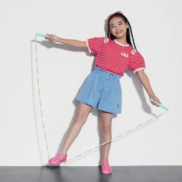 【GAP】女童裝 Logo純棉刺繡圓領短袖T恤-粉色(465414)