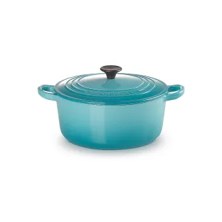 【Le Creuset】琺瑯鑄鐵鍋圓鍋22cm(加勒比海藍)