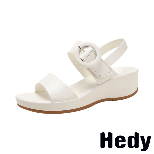 Hedy 厚底涼鞋/極簡個性復古圓釦厚底涼鞋(白)