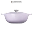 【Le Creuset】琺瑯鑄鐵鍋媽咪鍋 28cm(薰衣草-鋼頭-內鍋黑)