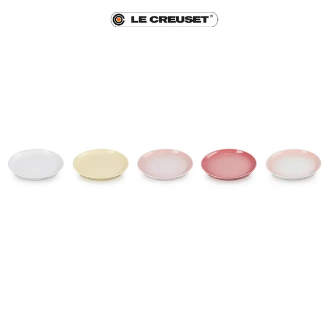 【Le Creuset】童話派對系列瓷器花蕾餐盤組17cm-5入(雪花白/奶油黃/貝殼粉/薔薇粉/淡粉紅)