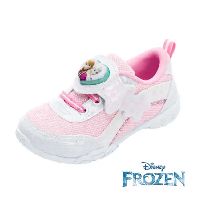 【Disney 迪士尼】冰雪奇緣 電燈運動鞋/童鞋 絆帶設計 方便穿脫 透氣 台灣製 白粉(FOKX41653)