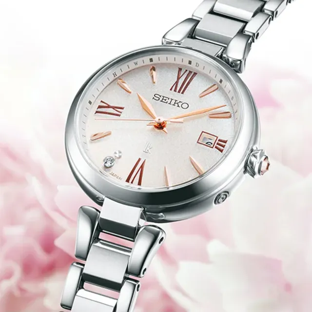 【SEIKO 精工】LUKIA 花卉系列  鈦金屬 羅馬數字 太陽能電波女錶 SK027(SSQW081J/1B32-0BK0S)