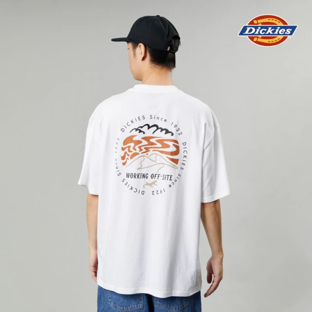 【Dickies】男女款白色純棉背面大圖案品牌印花休閒短袖T恤｜DK012908WHX