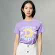 【Dickies】女款丁香紫純棉胸前大尺寸趣味文字印花短袖T恤｜DK011631F62