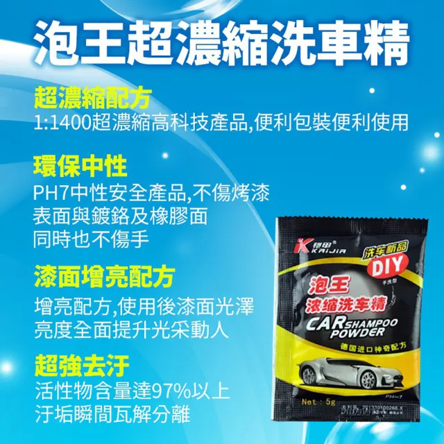 【JOP嚴選】泡王 濃縮洗車精 10包 洗車精 高濃縮洗車精(洗車 泡泡 濃縮 隨身包)