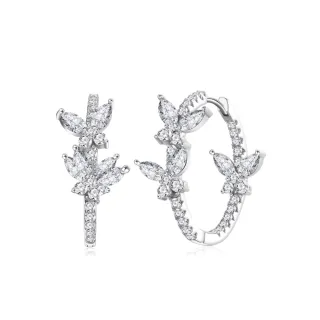 【ANGEL】蝴蝶紛飛閃耀鋯石針式925銀耳環(白色)