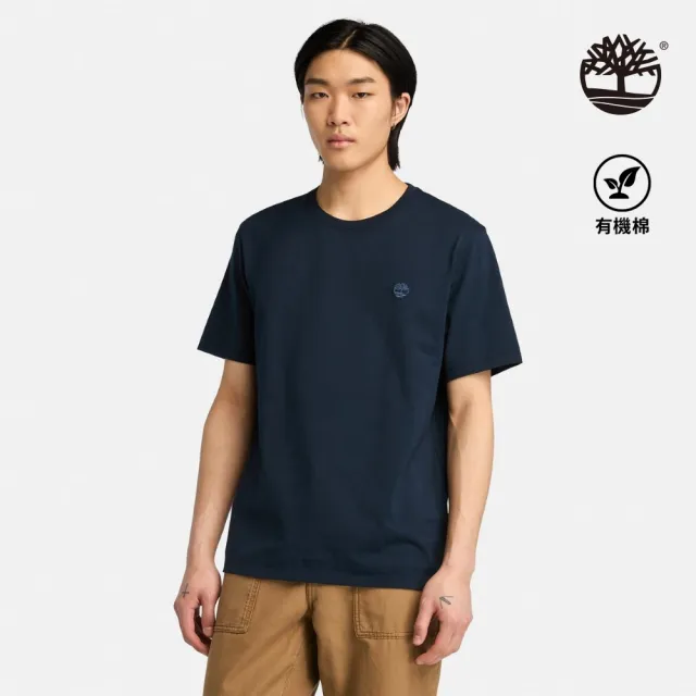【Timberland】男款深藍色Logo短袖T恤(A6DKUZ02)