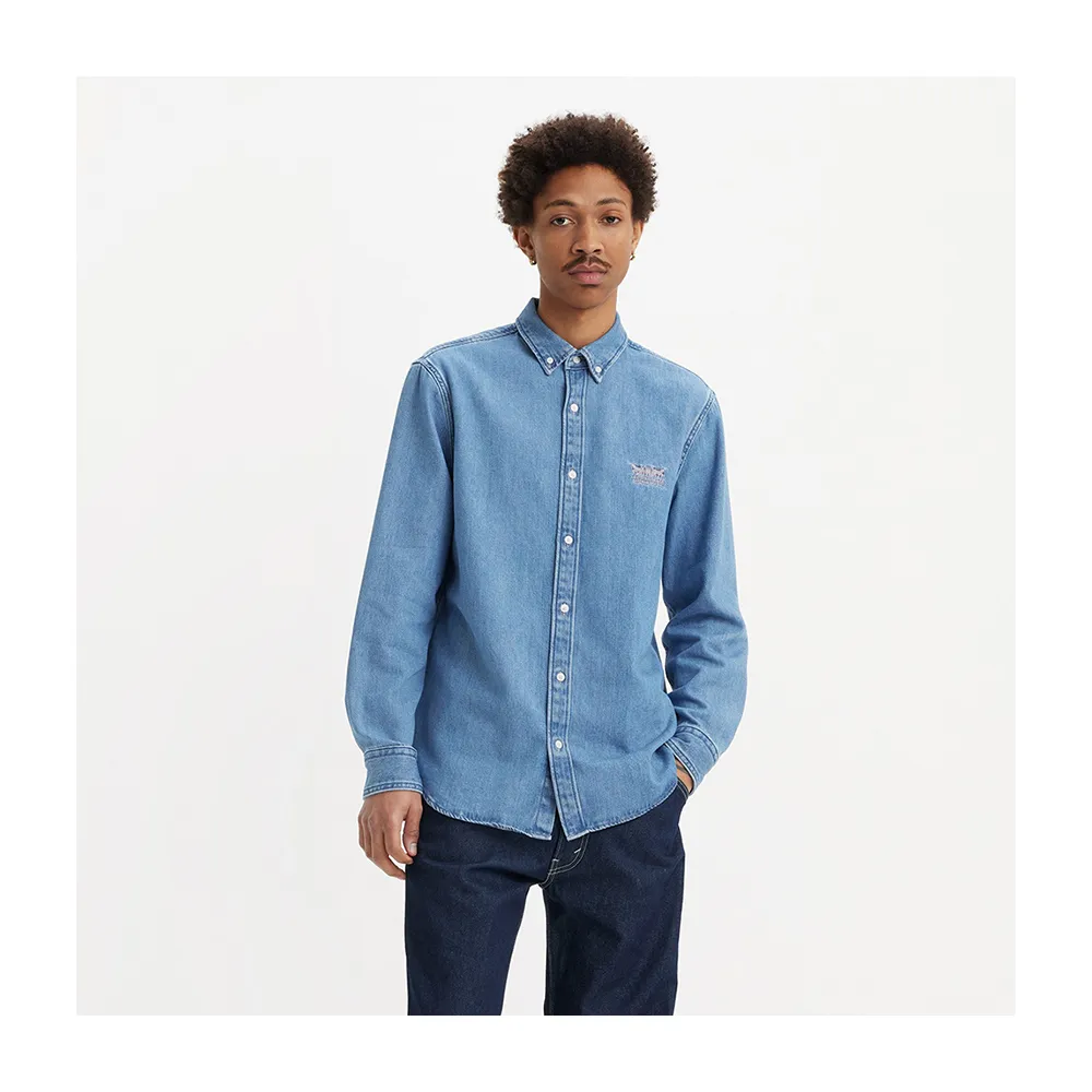 【LEVIS 官方旗艦】Workwear工裝系列男款 寬鬆丹寧牛仔襯衫 人氣新品 A8643-0000