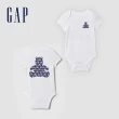 【GAP】嬰兒裝 Logo純棉小熊印花圓領短袖包屁衣-多色可選(402477&427711&434527&505583)