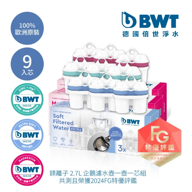 【BWT 德國倍世】超值綜合濾芯9入組(超軟水3入+鎂離子3入+鋅離子3入)