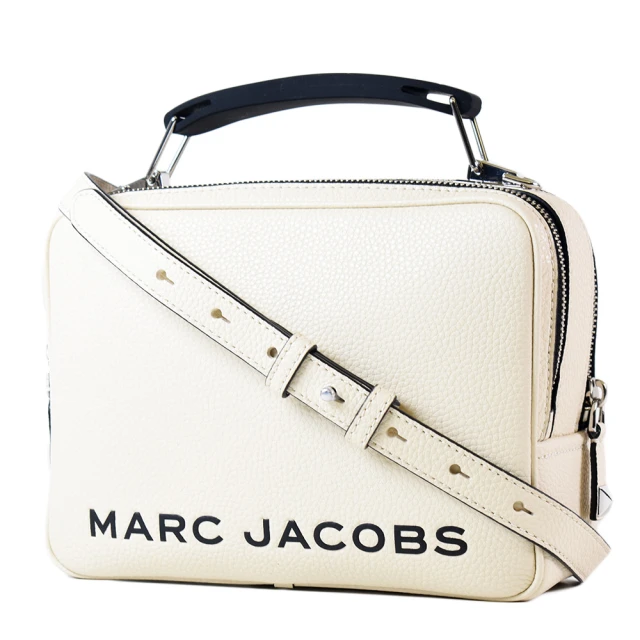 MARC JACOBS 馬克賈伯 專櫃款 THE BOX23荔枝紋手提/斜背二用包-香草白/中