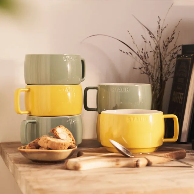 【法國Staub】陶瓷早餐杯500ml-檸檬黃/莫蘭迪綠2色任選(德國雙人牌集團官方直營)