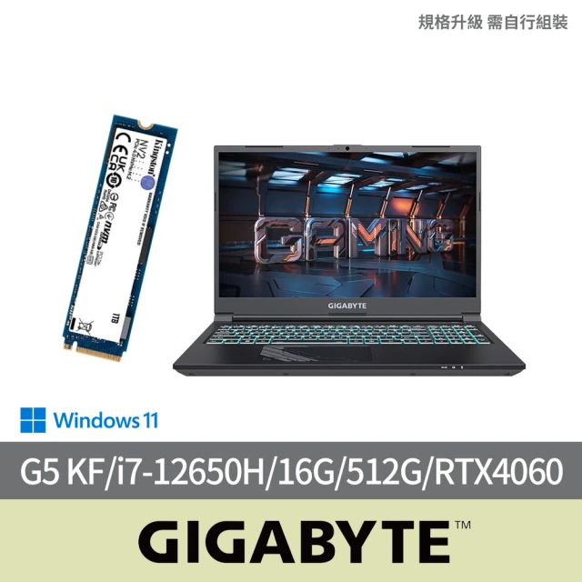 【GIGABYTE 技嘉】1TBSSD組★15吋i7 RTX4060電競筆電(G5 KF-G3TW313SH/i7-12650H/16G/512G/W11)