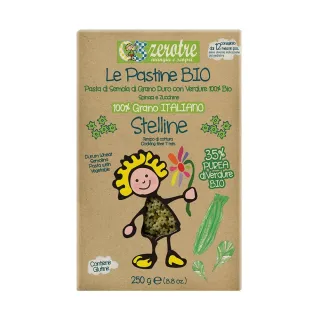 【義大利 ZEROTRE 捲髮夏菈】綠蔬菜星星麵 250g(兒童專屬的造型義大利麵)