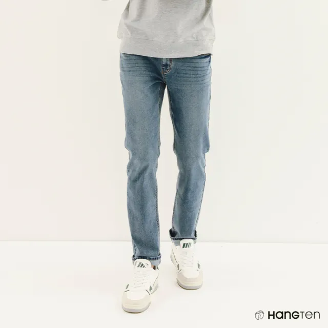 【Hang Ten】男女裝-涼感修身鬆緊腰頭口袋款丹寧褲(多款選)