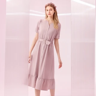 【H2O】袖拼接lace長洋裝(#4674010 優雅氣質佯裝 米白色/粉色)