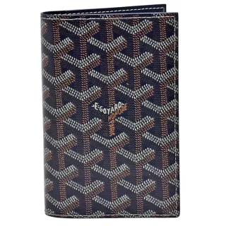 【GOYARD 高雅德】經典防水帆布LOGO小牛皮護照夾(深藍色AMALOUIS-K18-DEEP BLUE)