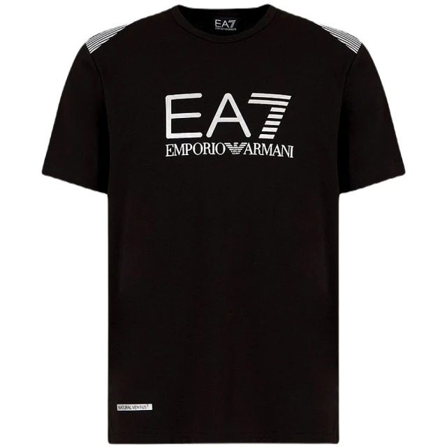 【EMPORIO ARMANI】男款 EA7 品牌LOGO 短袖T恤-黑色(S號、M號)