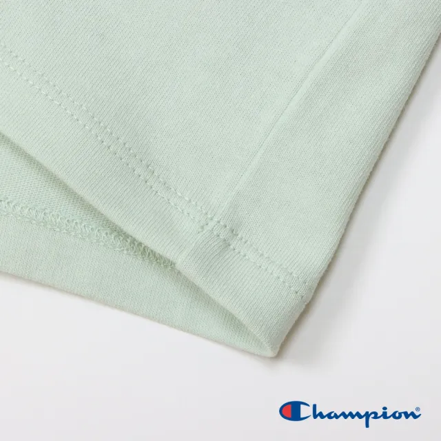 【Champion】官方直營-純棉寬版草寫LOGO刺繡V領短袖TEE-女(淺綠色)