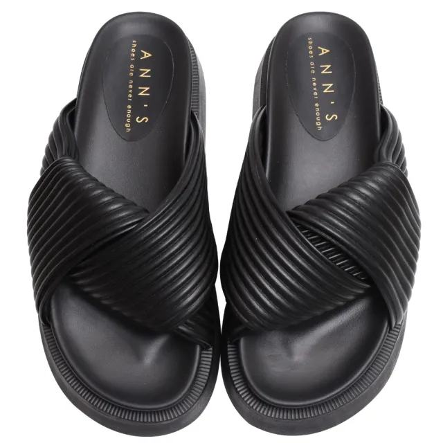 【Ann’S】二代彈力厚底Plus+味覺糖QQ壓紋涼拖鞋5cm(黑)