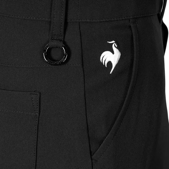 【LE COQ SPORTIF 公雞】高爾夫系列 女款黑色彈性素面百搭防曬七分褲 QLT8J803
