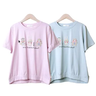 【betty’s 貝蒂思】動物朋友拼貼印花短袖T-shirt(共二色)