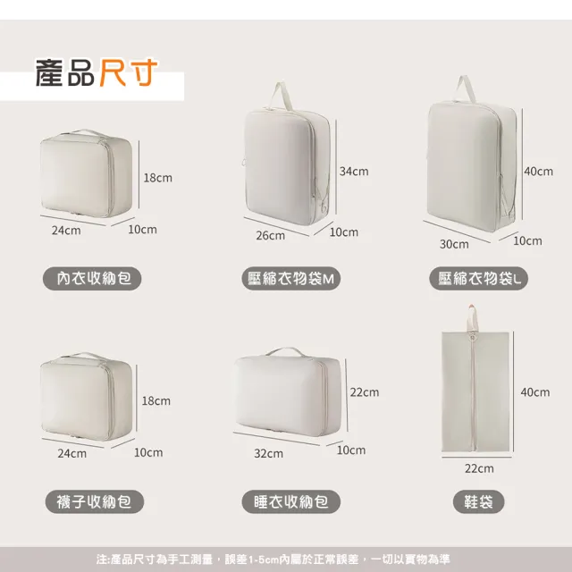 【TAI LI 太力】旅行記憶兩層壓縮收納袋6件套組(完整收納 出國旅行 旅遊出差 行李箱分類)