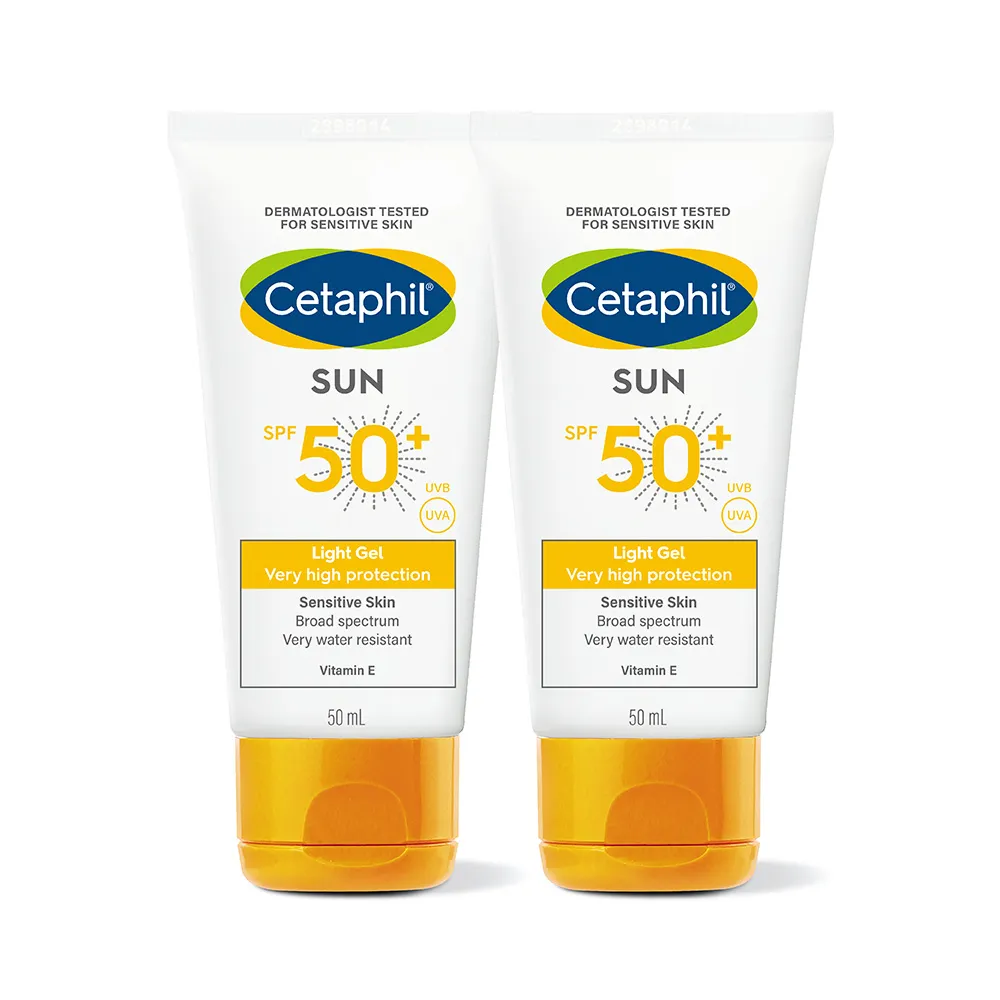 【Cetaphil 舒特膚】官方直營 高效防曬凝露SPF50+•UVA/UVB 50ml*2入(清爽防曬/抗UV)