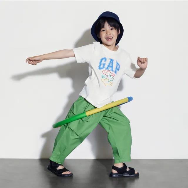 【GAP】男童裝 鬆緊工裝褲-綠色(466311)