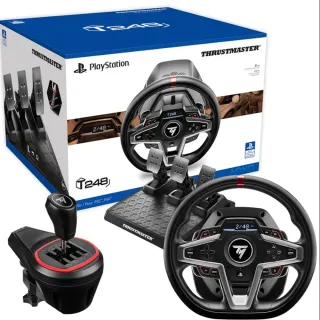 【THRUSTMASTER 圖馬斯特】圖馬斯特T248P 力回饋方向盤金屬三踏板組+圖馬斯特 TH8S 排檔桿(支援PS/PC)