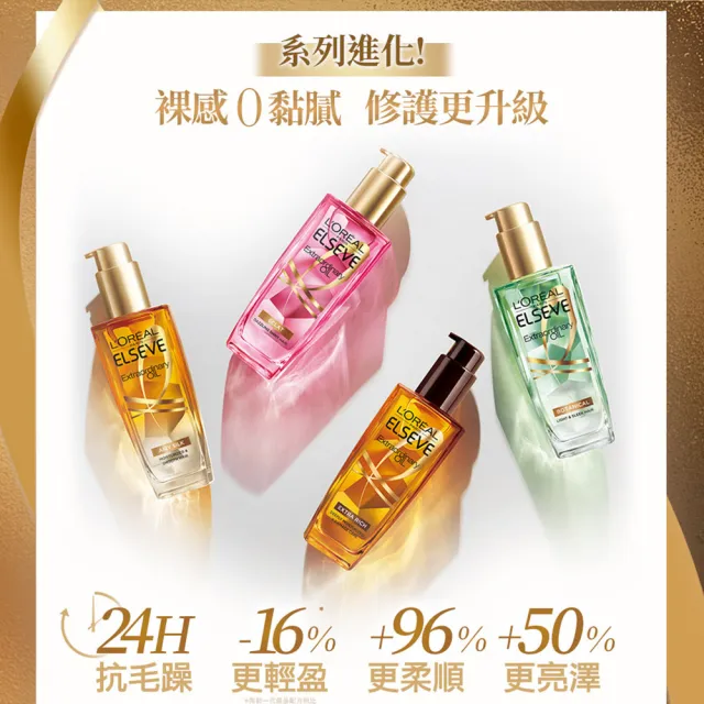 【LOREAL Paris 巴黎萊雅】金緻護髮精油補充包 90ml 4入組 玫瑰/棕色(護髮油/髮油/修護/柔順)