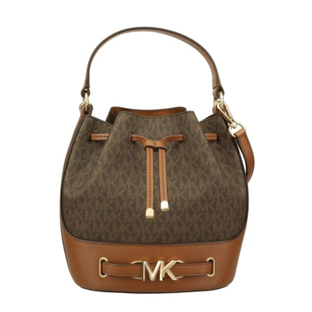 Michael Kors 滿版LOGO拼接皮革兩用水桶包