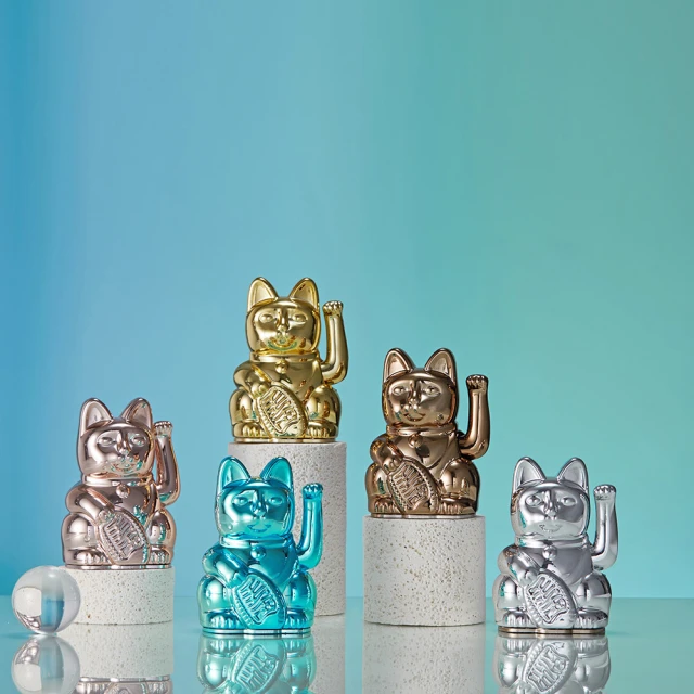 WUZ 屋子 LA BOITE Mini Lucky Cats 迷你幸運繽紛自動招手招財貓(金色/銀色/鈦黑色/淡粉色/水藍色)